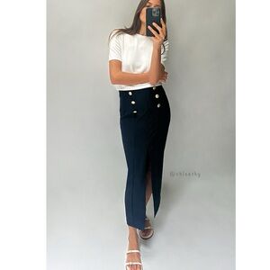 Zara PENCIL SKIRT WITH GOLD BUTTONS